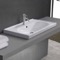 Drop In Bathroom Sink, White Ceramic, Modern